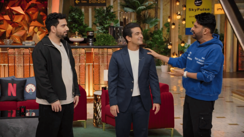 Kapil Sharma welcoming celebrity guests at Kap's Cafe set on The Great Indian Kapil Show Netflix Season 4 2026