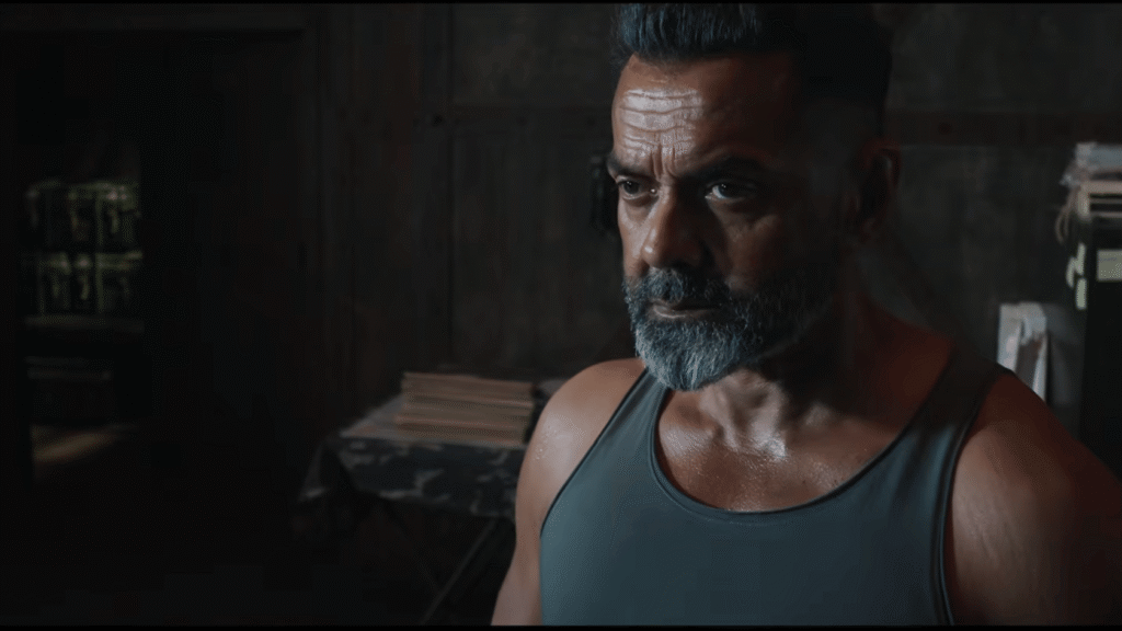 Bobby Deol as villain Fateh Singh Lakhawat in a dark intense scene from Alpha movie 2026 Yash Raj Films